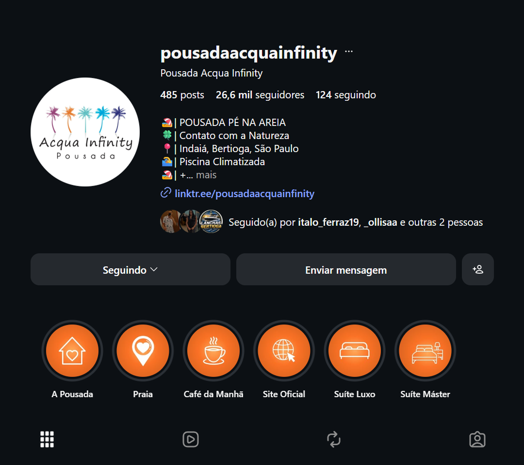 Perfil Instagram Água Infinity